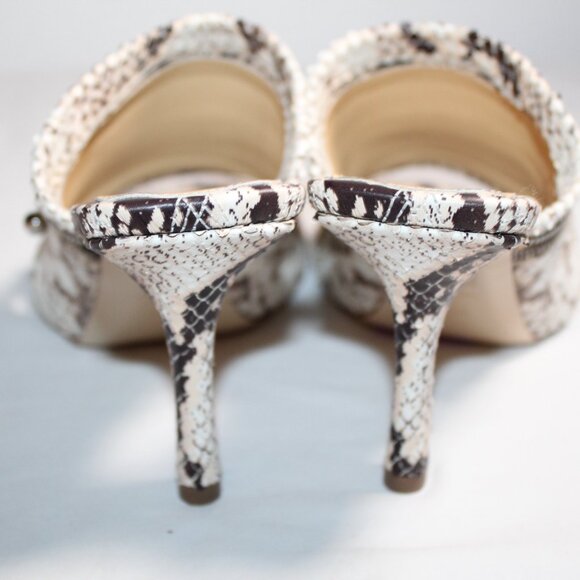 NWD Burberry Heels Python Embossed Leather Mules Slip Ons Sandals Peep 37.5 - Picture 5 of 9